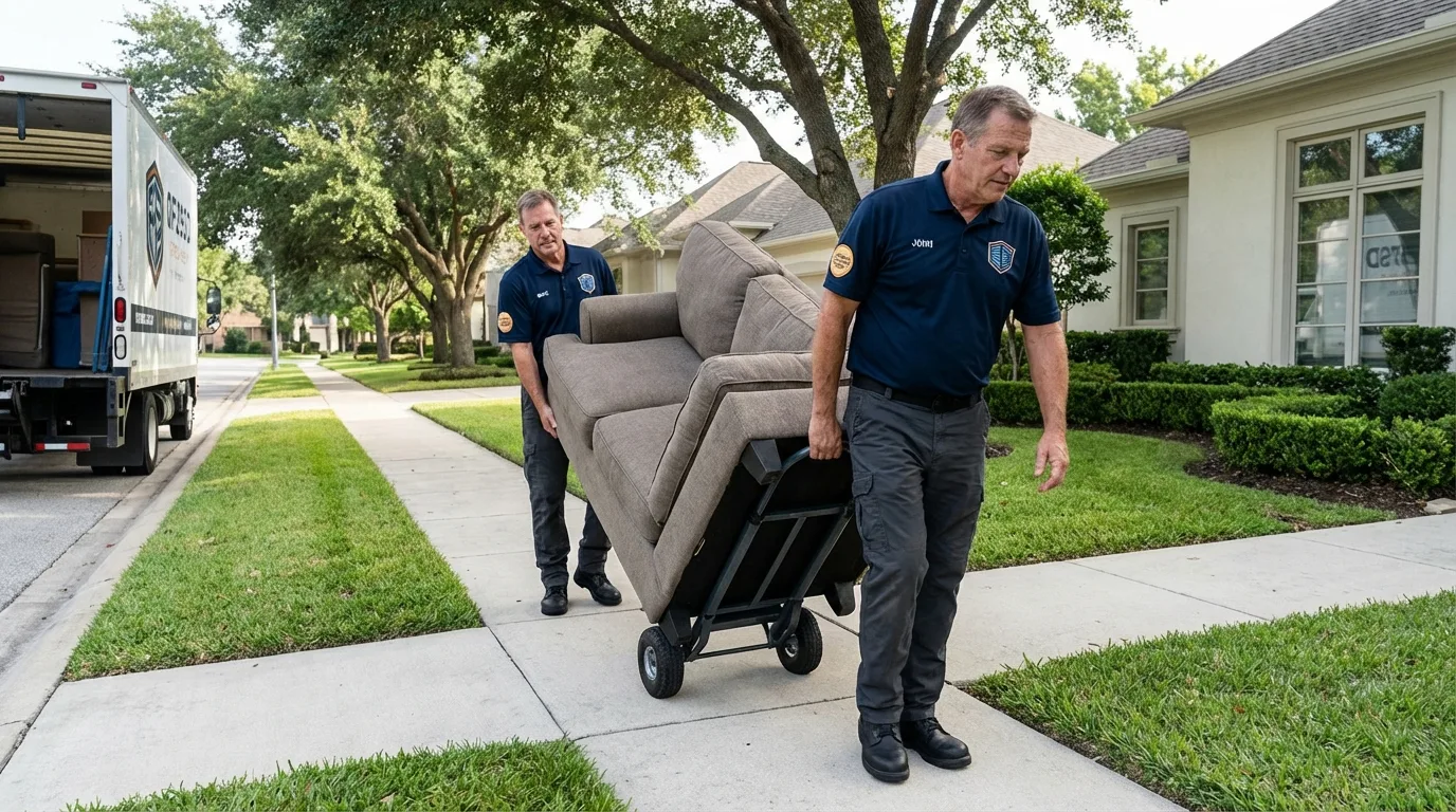 Local residential moving crew loading furniture in Manistique, MI