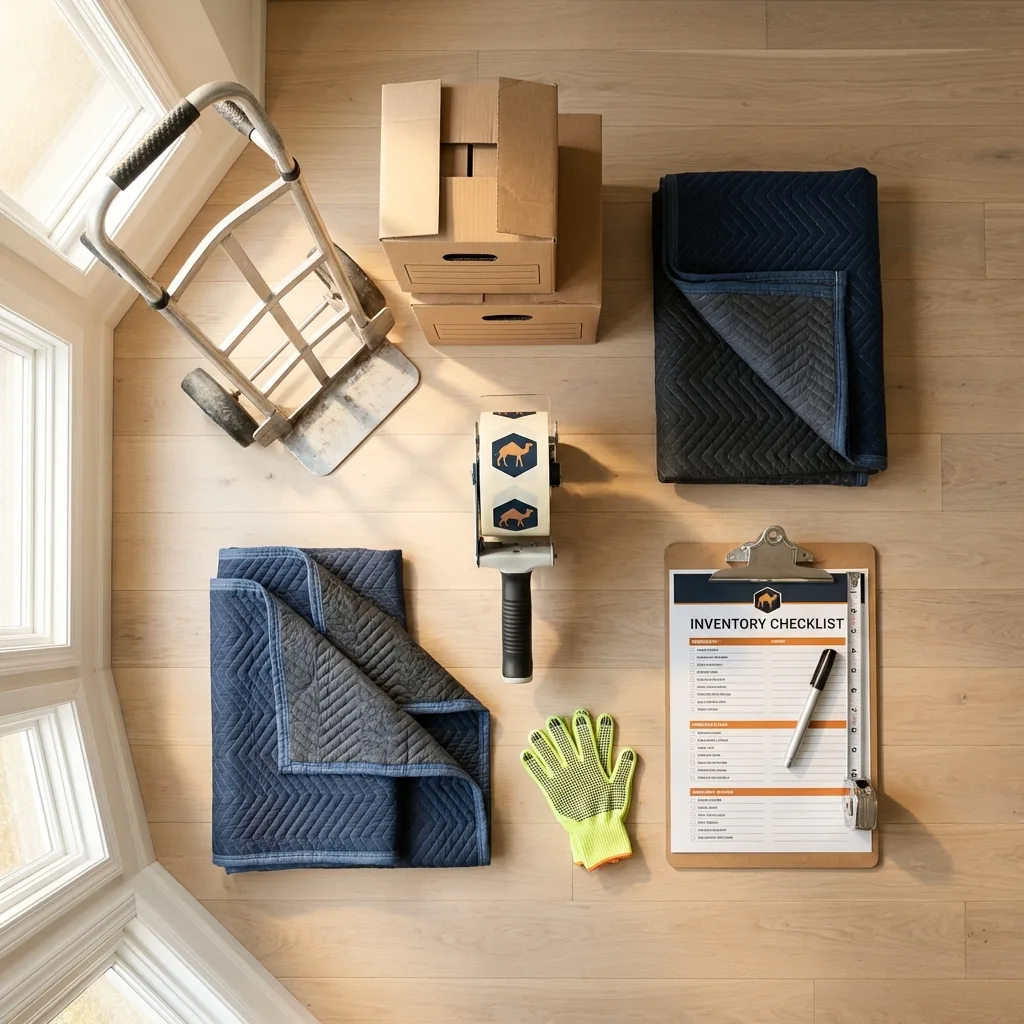 Professional moving supplies and packing materials layout for Manistique residential relocations